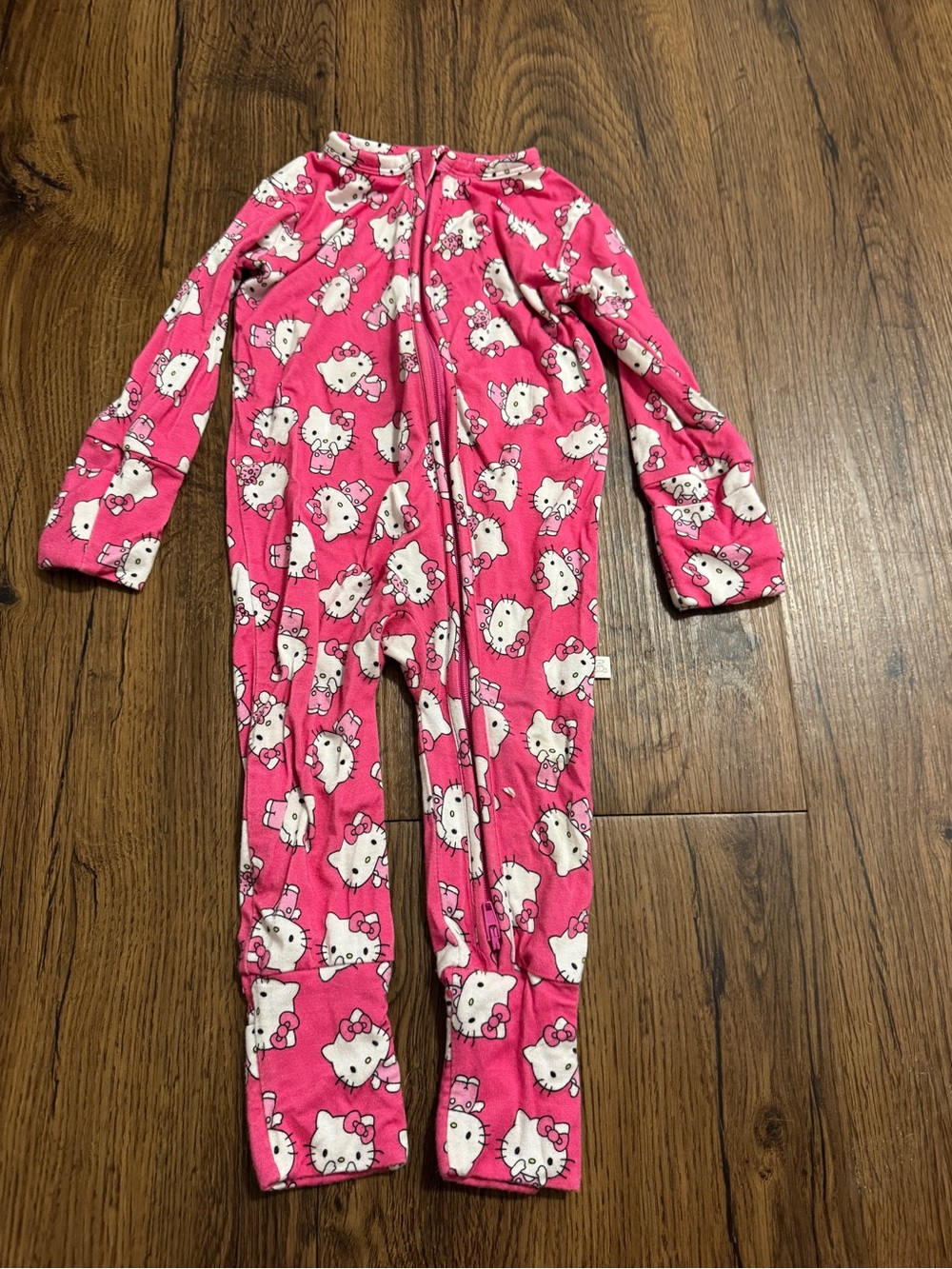 Hello Kitty Pink Zip-Front Footed One-Piece Pajamas for Kids